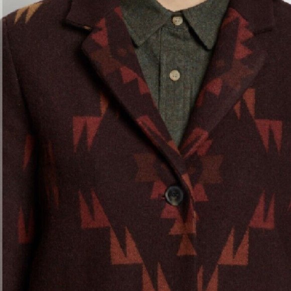 Pendleton tribal native southwestern aztec printed wool midi coat boho SMALL NWT - Picture 2 of 3
